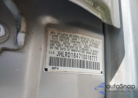 2001 Honda Cr-V Lx from USA, damaged, VIN JHLRD18471S016777